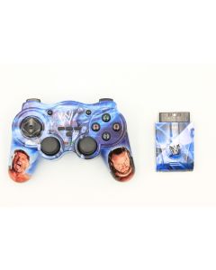 PLAYSTATION 2 WWE WIRELESS CONTROLLER PS2 WITH RECEIVER DONGLE BLUE Retro